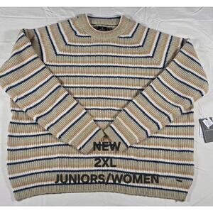 Volcom 2XL Juniors Girl Guide Sweater Long-Sleeve Striped Sand New With Tags